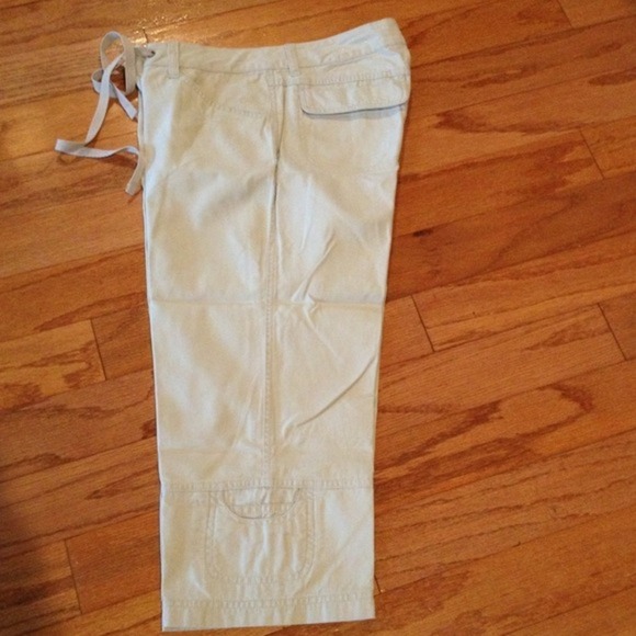 Tan Capris with tie at waist - Picture 1 of 3